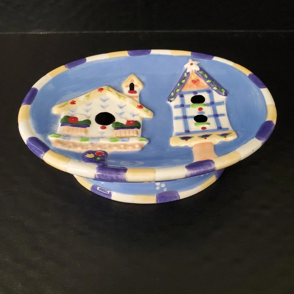 Ceramic Soap Dish Birdhouses‎ Kitschy Maximalist Cottagecore Bird House Lover